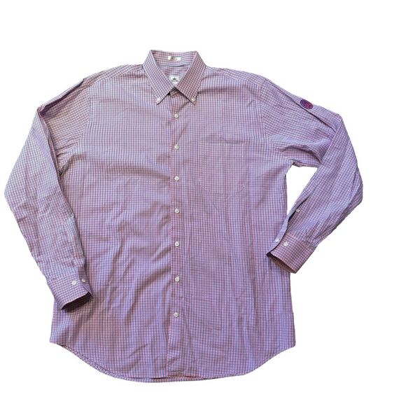 Peter Millar Blue & Orange Checked Button Down Men’s Size Large Weekender Finish - Picture 1 of 10